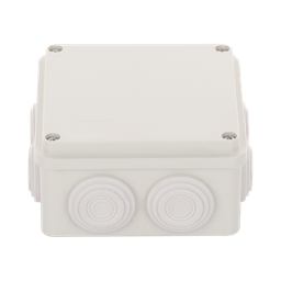 [PST-1010-ER] Caja Derivación-Conexión de Plástico (100 X 100 X 54 mm) con 7 Glándulas de Goma. Para Instalaciones Comerciales, Residenciales e Industriales. Incluye Tornillería para su Tapa. | PST-1010-ER