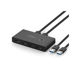 [30768] Conmutador USB para Compartir 4 Puertos USB 3.0 a 2 PC Ìs | Cambio Mediante Botón | Incluye Dos Cables USB de 1.5 m | ABS | Permite que 2 Usuarios Compartan 4 Dispositivos Periféricos USB3.0, como una impresora, un escáner, etc. | 30768
