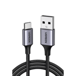[60126] Cable USB-A a USB-C | 1 Metro (3.28 Pies) | Transferencia de Datos de 480 Mbps | Carga Rápida | QC 4.0/3.0/2.0 | FPC | AFC | Protección Integrada | Caja de Aluminio | Nylon Trenzado | Color Negro | 60126
