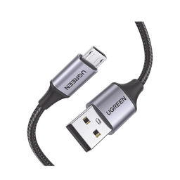 [60146] Cable USB-A a Micro USB | 1 Metro (3.28 Pies) | Carga Rápida | QC 3.0/2.0 | FPC | AFC | Transferencia de Datos de 480 Mbps | Recarga hasta 18W | Protección Integrada | Caja de Aluminio | Nylon Trenzado | Color Negro | 60146