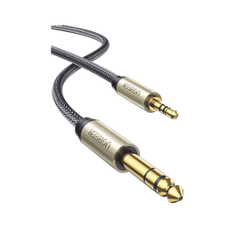 [10625] Cable Audio Estéreo 3.5mm (1/8") TRS a 6.35mm (1/4") TS / 1 Metro / Audio de Hi-Fi / Trenza de Nylon / Blindaje Múltiple / Caja de Aleación Zinc / Núcleo de Cobre Puro / Compatibilidad Universal | 10625