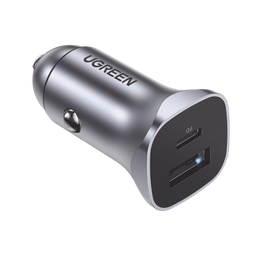 [30780] Cargador de Auto 24W | Puerto USB-A y USB-C | Carga Rápida | Compatible con Vehículos de 12 y 24 VCD | PD3.0 + QC3.0 | Indicador Led | Diseño Compacto | Chip Inteligente | Caja de Aluminio | 30780
