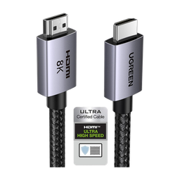 [25911] Cable HDMI 2.1 de 8K@60Hz | 3 metros | 48Gbps | HDR10+ | 3D Inversivo| eARC | Dolby ATMOS |   VVR | QMS | QFT | ALLM | 3 modos de Visualización | Certificado HDMI 8K | Niquelado | Nylon Trenzado | Carcasa de Aluminio. | 25911