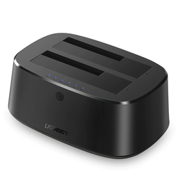 [50854] Base USB 3.0 para Disco Duro de Doble Bahía | Soporta Discos SATA de 2.5' & 3.5´ | Soporta discos de 12TB | Compatible con UASP, SATA 3.0 | Con adaptador de corriente 12V3A | Cable USB 1M | Alta Velocidad | Modo Clonación. | 50854