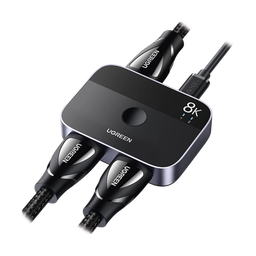 [90385] Conmutador HDMI 2.1 8K @60Hz | HDMI Splitter 2 Entradas a 1 Salida | Soporta 4K @120Hz 1080P @240Hz 3D | HDR Dolby | Alta Velocidad 48Gbps | Formatos de Audio LPCM/DTS/DSD, 2,0/2,1/5,1/7,1 canales. | 90385