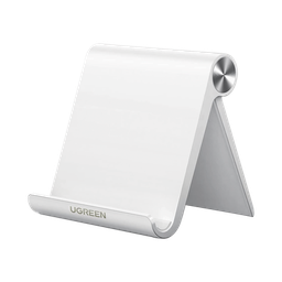 [30285] Soporte de Escritorio para Telefono Celular / Ajustable de 0° a 100° / Goma Antiarañazos / Antideslizante / Amplia Compatibilidad con dispositivos de 4'' a 7.9'' / Plegable / ABS / Color Blanco | 30285