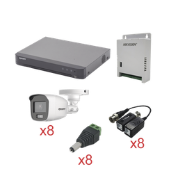 [KEVTX8T8BG/A] KIT TurboHD con Audio 1080p / DVR 8 Canales / 8 Cámaras Bala (exterior 2.8 mm) / Transceptores / Conectores / Fuente de Poder / AUDIO POR COAXITRON | KEVTX8T8BG/A