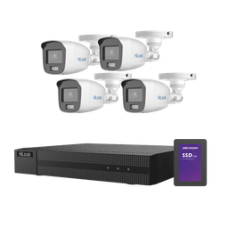 [HL-1080-CV/A/512GB] Kit TurboHD 1080p + SSD 500 GB / DVR 4 Canales / 4 Cámaras Bala ColorVu con Micrófono Integrado / Fuente de Poder / Accesorios de Instalación | HL-1080-CV/A/512GB