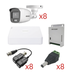 [KESTG8T8BG/A] KIT TurboHD con Audio 1080p / DVR 8 Canales 1080p lite / 8 Cámaras Bala (exterior 2.8 mm) / Transceptores / Conectores / Fuente de Poder / AUDIO POR COAXITRON | KESTG8T8BG/A