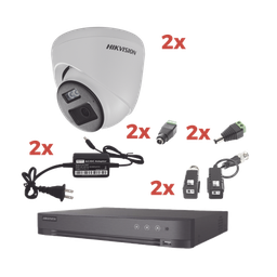 [KH-1080P-2E-TWA] Kit Audio Bidireccional TurboHD 1080p / DVR 4 Canales / 2 Cámaras Eyeball (Exterior) con Bocina y Microfóno Integrado / 2 Fuentes de Poder / Accesorios | KH-1080P-2E-TWA