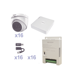 [KESTXLT16EW] KIT TurboHD 1080p Lite / DVR 16 Canales / 16 Cámaras Eyeball  Exterior ( 2.8mm) / Transceptores / Conectores / Fuente de Poder Profesional | KESTXLT16EW