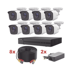 [HL1080P8B] Kit TurboHD / DVR 8 Canales 1080p Lite / 8 Cámaras bala 1080p metalicas / 8 cables de 20 metros / 2 fuentes de 4 canales | HL1080P8B