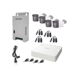 [HL-1080P-4B-TWA] Kit HiLook Audio Bidireccional TurboHD 1080p / DVR 4 Canales / 4 Cámaras Bala (Exterior) con Bocina y Micrófono Integrado / 1 Fuente de Poder / Accesorios | HL-1080P-4B-TWA