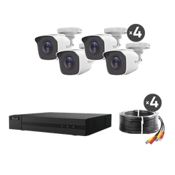 [HL28LQKITS-M(B)] KIT TurboHD 1080p / DVR 8 canales con H.265+ / 4 Cámaras Bala Metálicas / Fuente de Poder / Accesorios de Instalación | HL28LQKITS-M(B)