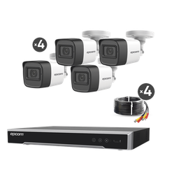 [B50-KIT-MIC] Kit TURBOHD 5 Megapixel / DVR 4 Canales / 4 Cámaras de 5 Megapixel con Micrófono Integrado / 4 Cables 18 Metros / Fuente de Poder Profesional | B50-KIT-MIC