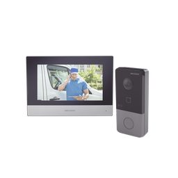 [DS-KIS603-P] Kit de Videoportero IP Poe Estandar con llamada a App de Smartphone (HikConnect) / Apertura con tarjeta MIFARE / Frente de calle IP65 / Soporta 1 Departamento | DS-KIS603-P
