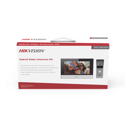 [DS-KIS303-P] Kit de Videoportero Analógico de Metal / IP a 4 Hilos con Función de Llamada a App Hik-Connect / Monitor se Conecta a Internet por Cable o WiFi y por 4 Hilos al Frente de Calle  IP65 / Expandible a Mas Equipos | DS-KIS303-P