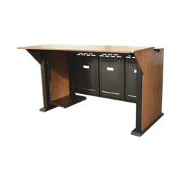 [EM-S01] Consola Profesional para Monitoreo | Con Porta PC | Con Tomacorriente | Tapas Removibles | Color Negro y Nogal con Veta | Lamina de Acero Rolado Calibre 18 | Pintura en Polvo Electrostática. | EM-S01