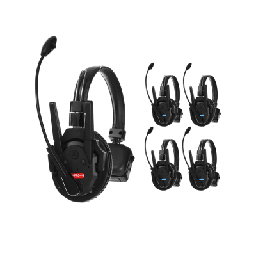 [TXPRO5] Kit 5 Intercomunicadores Inalámbricos Full-Duplex / Rango 500 m (1640 ft) / Hasta 13 Unidades / Latencia 80 ms / AEC 2.0 / Batería 24 Hrs / USB-C | TXPRO5