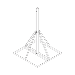 [S-BNP-901] Base No Penetrante Base de 0.9 x 0.9 m con Mástil de 1.5 m x 2" diam. Ced.30 para Instalación de Antenas (HOT-DIP). | S-BNP-901