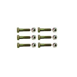 [TORN-TZ35/45] Paquete de 6 Tornillos Grado 5 con Tuercas Tropicalizadas de 3/8" x 2". | TORN-TZ35/45
