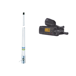 [UM-385BK/5101] Kit de radio móvil VHF marino modelo UM-385 color negro y antena marina Shakespeare en fibra de vidrio 5101 | UM-385BK/5101
