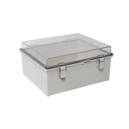 [PST-1722-11ET] Gabinete Plástico ABS, Puerta Transparente, Uso en Intemperie IP66 (170 x 220 x 110 mm) Cierre por Broches Inoxidables y Permite Cerrado por Candado y Llave (Perno 5mm) No Incluido | PST-1722-11ET