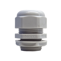 [TXG-PG-100N] Conector Plástico Blanco Tipo Glándula para Rosca NPT 1" | TXG-PG-100N