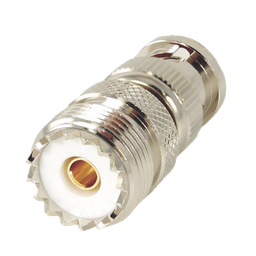 [RFB-1136] Adaptador en Linea para 50 Ohm, Conector BNC Macho-UHF Hembra (SO-239), Níquel/ Oro/ Delrin. | RFB-1136