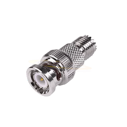 [RFU-627] Adaptador en Línea de Conector Mini-UHF Hembra a BNC Macho, Níquel/ Oro/ Teflón. | RFU-627