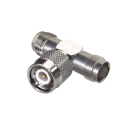 [RFT-1228] Adaptador en T de TNC Macho a Doble TNC Hembra, Níquel/ Oro/ Teflón. | RFT-1228