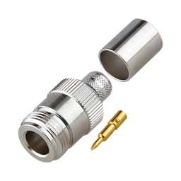 [RP-1028-I] Conector N Hembra Inverso de Anillo Plegable para Cables 9913, RG-8/U, LMR-400, Grupo I, Níquel/ Oro/ Teflón. | RP-1028-I