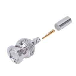 [RFB-1106-2ST] Conector BNC Macho de Anillo Plegable para Cable LP-142, LP-195, LMR-195, RG-58/U, RG-142/U, Plata/Oro/Teflón. | RFB-1106-2ST