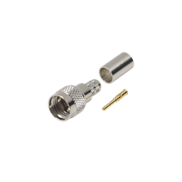 [RFU-600-1X] Conector Mini-UHF Macho, 50 Ohm de Anillo Plegable para  LMR-240, RG-8/X, 9258, Niquel/ Oro/ Delrin. | RFU-600-1X