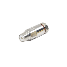 [RFU-520-H1] Conector UHF Hembra (SO-239) de Rosca para cable LP-450A, LDF4-50A, Bronce Blanco/ Plata/ Teflón. | RFU-520-H1