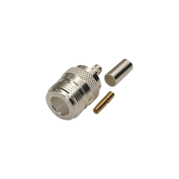 [RFN-1029-SX] Conector N Hembra, de Anillo Plegable para Cables LMR-240, RG-8/X, 9258, Niquel/Oro/Teflón. | RFN-1029-SX