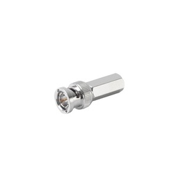 [RFB-1705] Conector BNC Macho de Ensamble Roscable (Hex.) en Sentido de las Manecillas de Reloj para Cable Coaxial RG-59/U, Níquel/ Oro/ Delrin. | RFB-1705