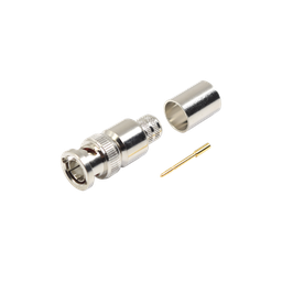 [RFB-1707-R] Conector BNC Macho de 75 Ohm, Anillo Plegable, para Cable 8238, RG-11/U, Níquel/ Oro/ Teflón. | RFB-1707-R