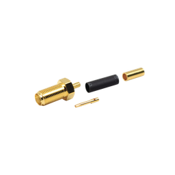 [RSA-3050-1B] Conector SMA Hembra de Anillo Plegable para Cables RG-174/U, 8216, Oro/ Oro/ Teflón. | RSA-3050-1B