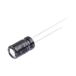 [CE220/16V] Capacitor Electrolítico en Aluminio, Radial de 220 µFd, 16 Vcc, 105 °C, 6.3 x 11 mm. | CE220/16V