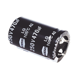 [CE470/250V] Capacitor Electrolítico de Aluminio, Radial de 470 µFd, 250 Vcc, 105 °C, 25 x 40 mm. | CE470/250V
