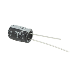 [CE220/25V] Capacitor Electrolítico de Aluminio, Radial de 220 µFd, 25 Vcc, 105 °C, 8 x 11 mm, . | CE220/25V