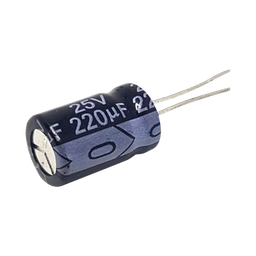 [0220M0025V] Capacitor Electrolítico Radial de Aluminio, 220 µFd, 25 Vcc, 105 °C, 8 x 11 mm. | 0220M0025V