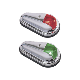 [0955-DP0-STS] Luz de Navegación Bicolor, Acero Inoxidable Pulido, Base Polímero Negro, Lentes Rojo y Verde, 1 Milla Náutica, 12V, 10W, Contactos Bañados en Oro, Para Embarcaciones hasta 12m, Vendido en Pares | 0955-DP0-STS