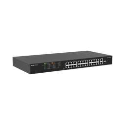 [RG-ES126FGS-P] Switch PoE+ no Administrable, hasta 370 Watts Ideal para CCTV, 24 Puertos 10/100 PoE+, 2 Uplinks Gigabit (1 SFP COMBO) | RG-ES126FGS-P