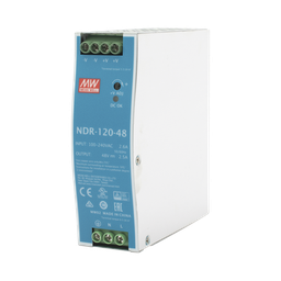[NDR-120-48] Fuente de poder industrial de 120 W, salida 48 Vcc, entrada 90~264 VCA, para montaje en riel DIN, | NDR-120-48