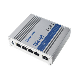 [TSW100] Switch Industrial No-Administrable 5 puertos Gigabit, PoE en 4 puertos 802.3af/at (120W) | TSW100