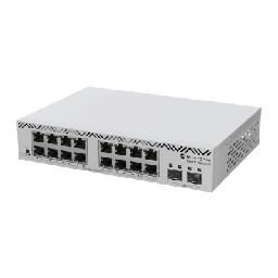 [CSS318-16G-2S+IN] Switch MikroTik con 16 Puertos Gigabit Ethernet / 2 Puertos SFP+ 10G / Filtrado MAC y VLANs / SwOS Configuración Web | CSS318-16G-2S+IN