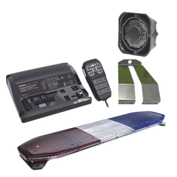 [KITTHUNDER] Kit de Sirena, Bocina y Torreta de 48", Con 216 LEDs, Dual Color, Frente: Rojo/Blanco, Azul/Blanco, Trasero: Rojo/Ámbar, Azul/Ámbar | KITTHUNDER