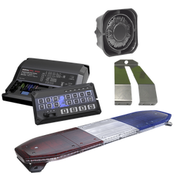 [KITTHUNDER2] Kit de Sirena, Bocina y Torreta de 48", Con 216 LEDs, Dual Color, Frente: Rojo/Blanco, Azul/Blanco, Trasero: Rojo/Ámbar, Azul/Ámbar | KITTHUNDER2